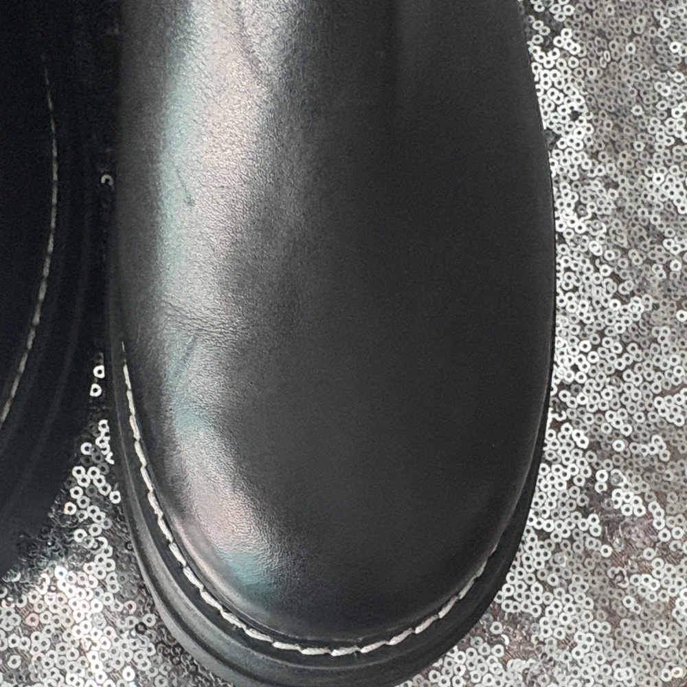 JSlides Leather Black Chunky Platform Knee-High Boots Size 8 M - Picture 10 of 17
